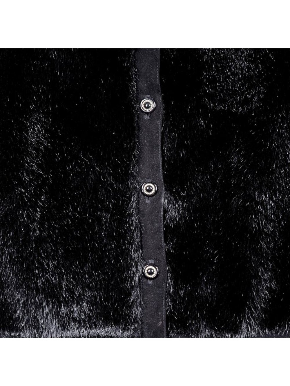 Nancy Bolen Faux Fur Vest XL VTG Black Buttons 90s Y2K Streetwear Collared USA - Picture 4 of 7